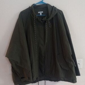 Women's Olive Hooded Raincoat